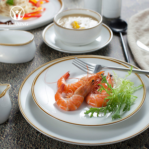 Vajilla de Cerámica de Alta Calidad con Borde Amarillo Tierra Pintado a Mano, Nuevo Diseño para Restaurante - Product Image 2