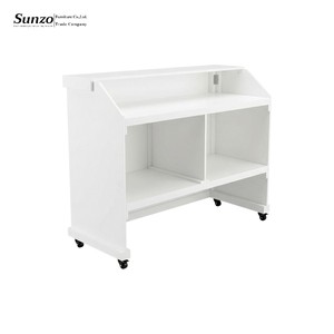 Bancone Bar Vintage Rimovibile Bianco per Interni ed Esterni, Tavolo Bistrot con Ruote per Matrimoni ed Eventi - Product Image 4