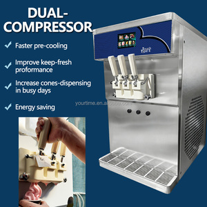 Yourtime <strong>2</strong>+1 Mixed 30 Cups Continuously Soft Serve Ice Cream Machine 8 Programs Cold Frozen Drinks Combo Machine Bench Top - Product Image 3