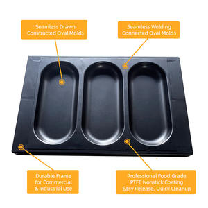 <span class=keywords><strong>Molde</strong></span> <span class=keywords><strong>para</strong></span> hornear <span class=keywords><strong>de</strong></span> acero aluminizado antiadherente <span class=keywords><strong>de</strong></span> grado comercial, con 3 cavidades, ovalado, <span class=keywords><strong>para</strong></span> pan, panecillos y bollos - Product Image 2