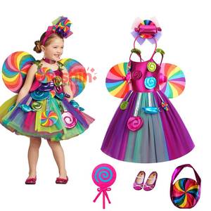 Costume de princesse en tutu arc-en-ciel pour filles de 3 à 10 ans avec bandeau pour Halloween, fête d'anniversaire, déguisement - Product Image 1