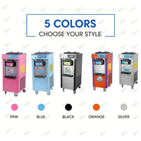 Machine à crème glacée WICE 3 saveurs, pour un usage domestique et en restaurant, préparée avec des ingrédients à base de fruits, de lait et d'eau.