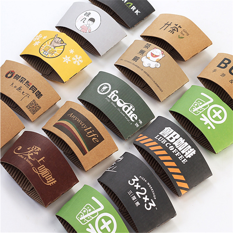 Wholesale cheap recyclable eco customized printing disposable black hot cardboard coffee cup sleeve paper cup sleeve with logo