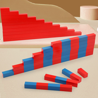 Bâtons numériques Montessori en bois, rouges et bleus, longs, pour l'apprentissage des mathématiques, du comptage et de l'arithmétique, aide pédagogique pour les tout-petits et la maternelle