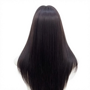 Perruques de cheveux humains longues et lisses brun foncé personnalisées, avec dentelle transparente HD, densité 180, sans colle, ligne de cheveux pré-épilée - Product Image 1
