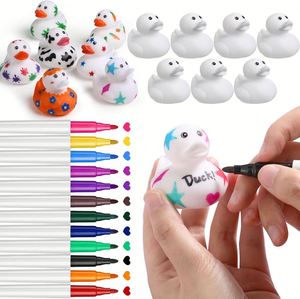 2 Inch White Blank <b>Creative</b> Rubber Ducks With Pens of 12 Colors Pool Float Diy Crafts Birthday <b>Gifts</b> for Kids - Product Image 5