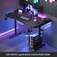 Bureau de jeu électrique réglable, table de jeu, escritorio gamer, ergonomique avec éclairage LED RVB pour les joueurs sur PC