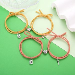 Pulsera de Pareja con Cierre Magnético, Pulsera Creativa de Cuerda, Amistad, Joyería para Hombre y Mujer, Regalo, Pulsera con Dijes, 2 Piezas - Product Image 3