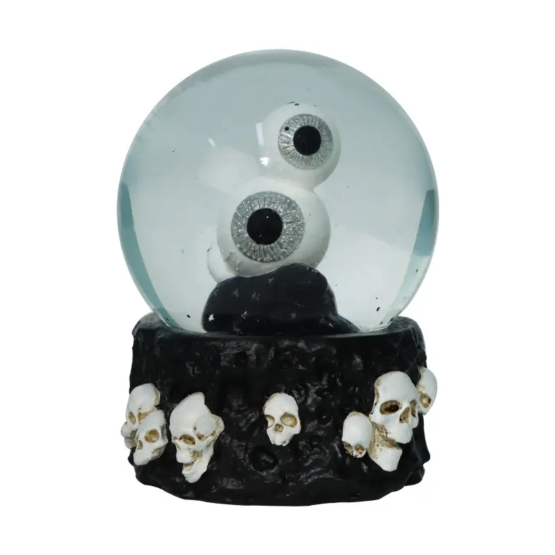 The Day Of Dead 65mm Globe Cold Cast Resin Raven On Skull Water Snow Globe Halloween Skull Theme Wall Ball