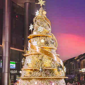 עיצוב חדש לחג המולד קישוטי עץ חג מולד גדול עם פתית שלג קישוטי רחוב מסחריים - Product Image 1