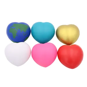 Hot Selling Customized Promotion Gift 70mm Love Heart Shaped Stress Toy Pu Foam Squishy Heart Stress Ball