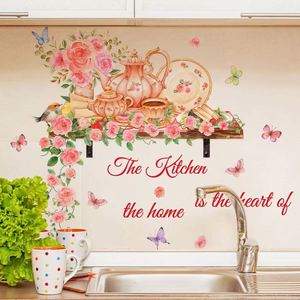 Nuevas Pegatinas de Pared Autoadhesivas con Diseño de Rosas y Mariposas, Color Rosa, para Decoración de Cocina y Mesa - Product Image 5
