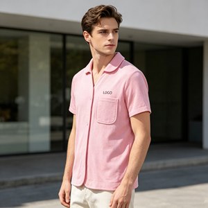 เสื้อโปโลผ้าขนหนู OEM สำหรับผู้ชาย, เสื้อโปโลลำลองแขนสั้นแบบกำหนดเองสำหรับผู้ชาย, เสื้อผ้าผู้ชายผ้าเทอร์รี่ 100% คอตตอน 350 กรัม ทรงหลวม - Product Image 2