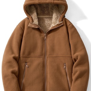 Wholesale Autumn and Winter New Heavyweight Men's Fleece Jacket Casual Hooded with <b>Thick</b> Fleece Warm <b>Cardigan</b> Jacket - Product Image 2