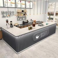 Comptoir de bar et caisse enregistreuse en bois massif pour salon de billard minimaliste et salon de thé à bulles, café