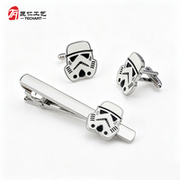 Ensemble Cadeau de Cravate et Boutons de Manchette Tendance avec Placage Argent Vieilli Personnalisé pour Anniversaire d'Entreprise