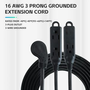 สายต่อปลั๊ก Nema แบบ Low Profile ยาว 1 ฟุต - สายเคเบิลแบบมีสายดิน 3 ขา ขนาด 16 AWG พร้อมเต้ารับ 3 ช่อง สำหรับใช้งานภายในอาคาร สีดำ - Product Image 6