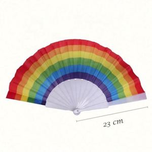 Hot Sale Rainbow Folding <b>Hand</b> <b>Fan</b> Plastic Ribs <b>Fan</b> Rainbow Gay Pride <b>Hand</b> Bamboo Held Folding <b>Fan</b> - Product Image 1