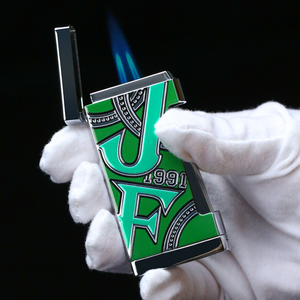 Accendino a Gas JIFENG JF-116 con Doppia Fiamma, Design Elegante con Stampa Colorata, in Metallo, con Tagliasigari - Product Image 4