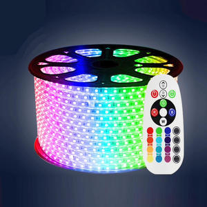 Tira <span class=keywords><strong>de</strong></span> Luces <span class=keywords><strong>LED</strong></span> RGB <span class=keywords><strong>de</strong></span> Alto Voltaje, Impermeables, Coloridas, SMD Integradas, Flexibles <span class=keywords><strong>para</strong></span> Uso en Interiores/Exteriores - Product Image 1