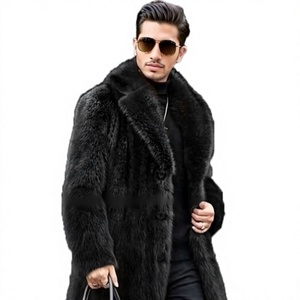 <b>Winter</b> <b>Men's</b> <b>Overcoat</b> Coats Crew Neck Luxury Long Sleeve Hooded Waterproof Reversible Vintage Faux Fur Wool/Silk OEM Service - Product Image 4