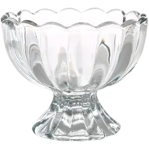 Batido grueso helado taza de vidrio hogar fruta ensalada fruta postre vidrio taza alta creativa en forma de flor cuenco transparente