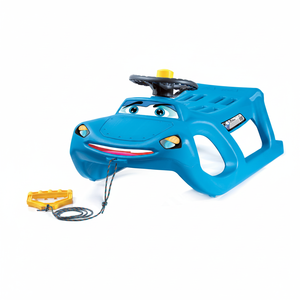 Slitta Sterzante Zigi-Zet - a Forma di Auto, con Slitte in Acciaio e Corda - con Volante e Clacson - Product Image 2