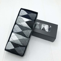 Chaussettes en boîte, chaussettes de ville classiques en coton pour hommes, avec logo personnalisé, chaussettes de travail de luxe en gros
