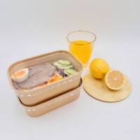 Tazón Rectangular de Papel Kraft Marrón Ecológico, Desechable, para Llevar, Contenedor Cuadrado para Alimentos