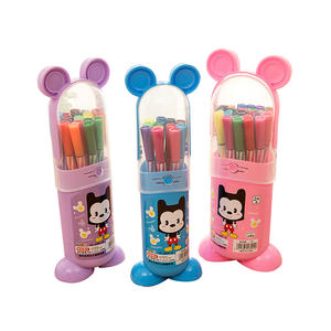 Cute Cartoon Children Bear Plastic Bucket Set of 18 24 36 Colors Custom <b>Washable</b> Watercolor <b>Marker</b> Pen - Product Image 3