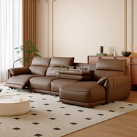 Canapé inclinable de luxe moderne en cuir, multifonctionnel et réglable, en forme de L, pour home cinéma, en cuir synthétique
