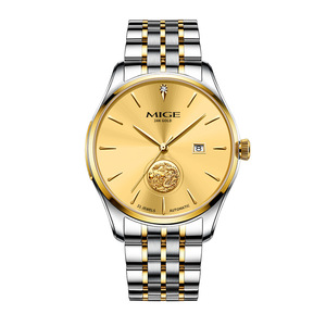 Reloj Mecánico Automático para Hombre MIGE, 42 mm, Correa de Acero Inoxidable, Esfera Dorada, Visualización de Fecha, Reloj de Lujo y Moda - Product Image 1