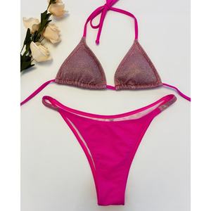 Bikinis Micro Mini Extremos con Tirantes para Mujer, Traje de Baño Sexy Transparente con Lentejuelas, Conjunto de Dos Piezas Personalizado en Venta - Product Image 1