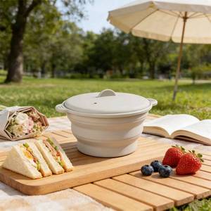 Portable Microwave Safe <b>Foldable</b> Food Storage Silicone Bento Wholesale Collapsible Lunch <b>Box</b> Container Bowl - Product Image 5
