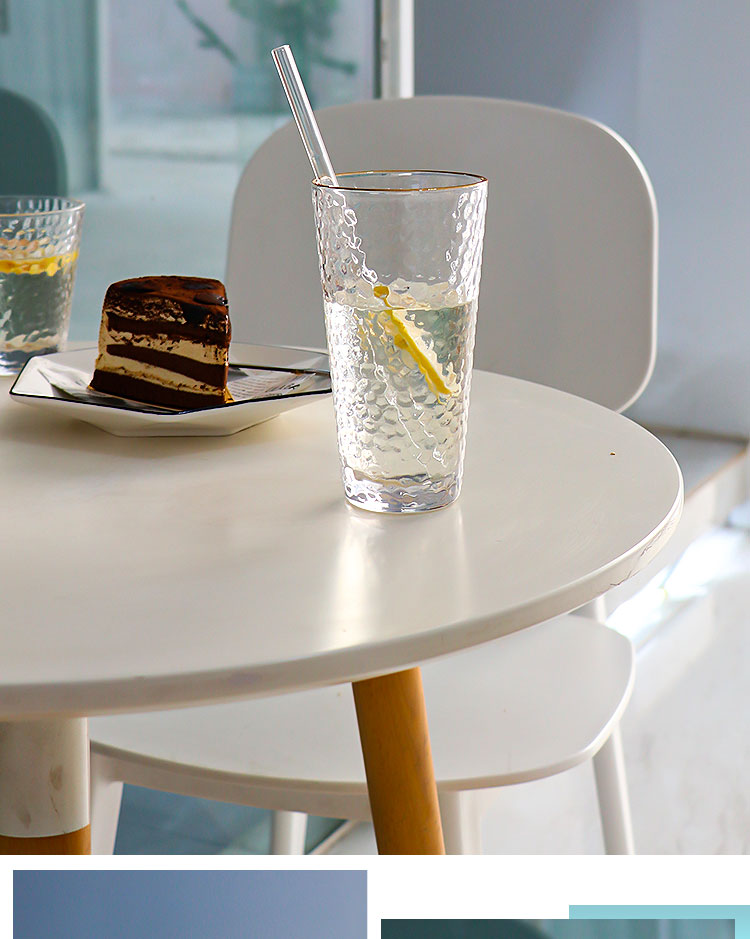 Multi size creative high capacity crystal drinking glasses Whiskey glass cups hammer pattern glass water glasses with gold rim