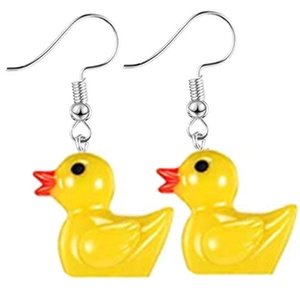 Ensemble de boucles d'oreilles créatives et adorables en forme de canard, <span class=keywords><strong>poisson</strong></span> <span class=keywords><strong>rouge</strong></span>, nuage et marguerite fraîche en résine, avec motif eau minérale, pour fille - Product Image 4