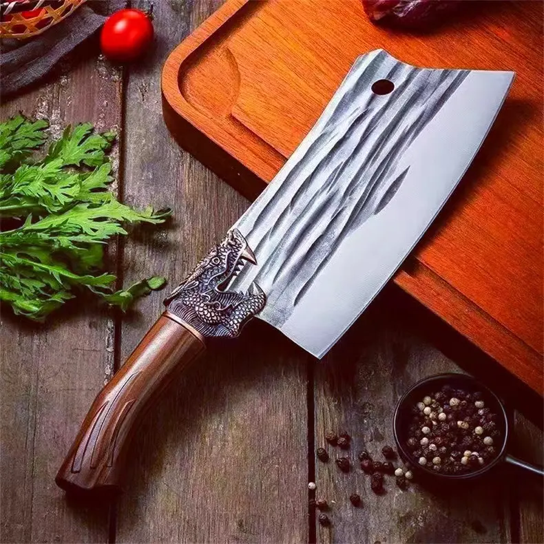 Hachoir à salade forgé professionnel en acier inoxydable de haute qualité machine à viande 6 couteau mezzaluna avec crique de protection