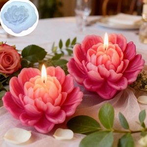 Peony Flower Shaped Silicone <b>Mold</b> For <b>Candle</b> Soap Making DIY Wedding Decoration Customizable <b>Mold</b> Transparent White - Product Image 1