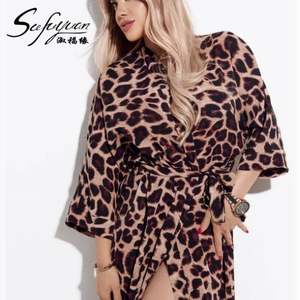 P-013 Al por mayor, bata de mujer con estampado de leopardo, ropa de dormir sexy para mujer, pijamas, vestidos de noche, bata cómoda de manga larga para mujer - Product Image 4