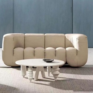 Designer Style Living Room Customized <b>Sofa</b> White Leather 3 Seat <b>Floor</b> Sectional <b>Sofa</b> Couch - Product Image 1