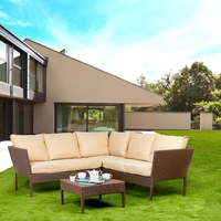 Hochwertiges Rattan Traditionelles Modernes Outdoor-Sofa-Set mit Kissen Pulverbeschichteter Stahlrahmen