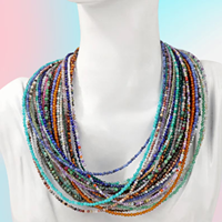 Collier en cristal fait main, perles miniatures facettées de 2 mm, colliers simples à petites perles, collier ras du cou, chaîne claviculaire, bijoux pour hommes et femmes