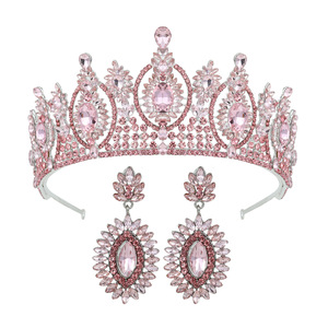 Ensemble de boucles d'oreilles et diadème de luxe princesse avec strass en cristal pour mariage couronne de mariée et couronne de luxe pour reines et femmes - Product Image 3