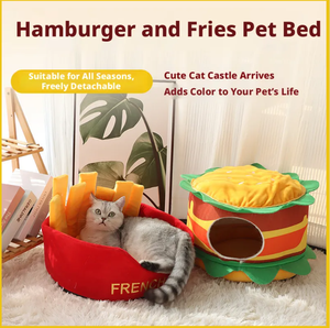 Nueva Cama Universal de Algodón para Mascotas, Tipo Hamburguesa, Cerrada y Cálida, con Cierre de Empuje, Villa para Gatos, Colchoneta para Gatitos - Product Image 2