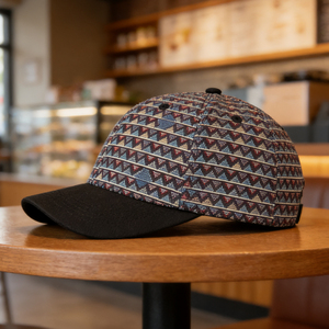 Gorra de Béisbol Deportiva de Lona con Patrón Geométrico Vintage, 6 Paneles, Ligera, Transpirable, Ajustable con Cierre a Presión - Product Image 5