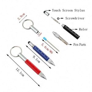 Multicolor Mini Key Chain <b>Multi</b>-Function Metal Tool <b>Pen</b> Cross Double Head Screwdriver Ballpoint <b>Pen</b> Scale Capacitance <b>Pen</b> Office - Product Image 6