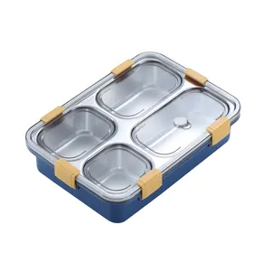 Microgolf Veilig Vacuüm Thermisch Voedsel Container Plastic Verwarmde Lunchbox India Hotsale 4 Roosters 900Ml Opbergdozen & Bakken Papieren Doos