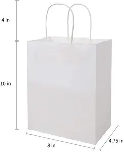 Stampante di sacchetti di carta bianca Spot all'ingrosso scarpe per abbigliamento carta Kraft riciclata Shopping sacchetti di carta bianca con manici