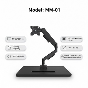Support d'écran professionnel pour un seul moniteur, pour écran de 17 à <span class=keywords><strong>32</strong></span> pouces, support de bureau en alliage d'aluminium, support d'écran VESA 75x75-100x100, max 10 kg - Product Image 2