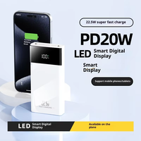 22.5W Power Bank 10000mAh Affichage LED Chargeur portable ultra-mince Logo personnalisé